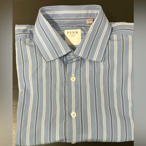 Thomas PINK London Shirtmaker *Like New* Classic Cotton Buttondown Sz L 16 1/2